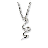 Sophia Stainless Steel Polished Necklace with CZ Swirl Pendant